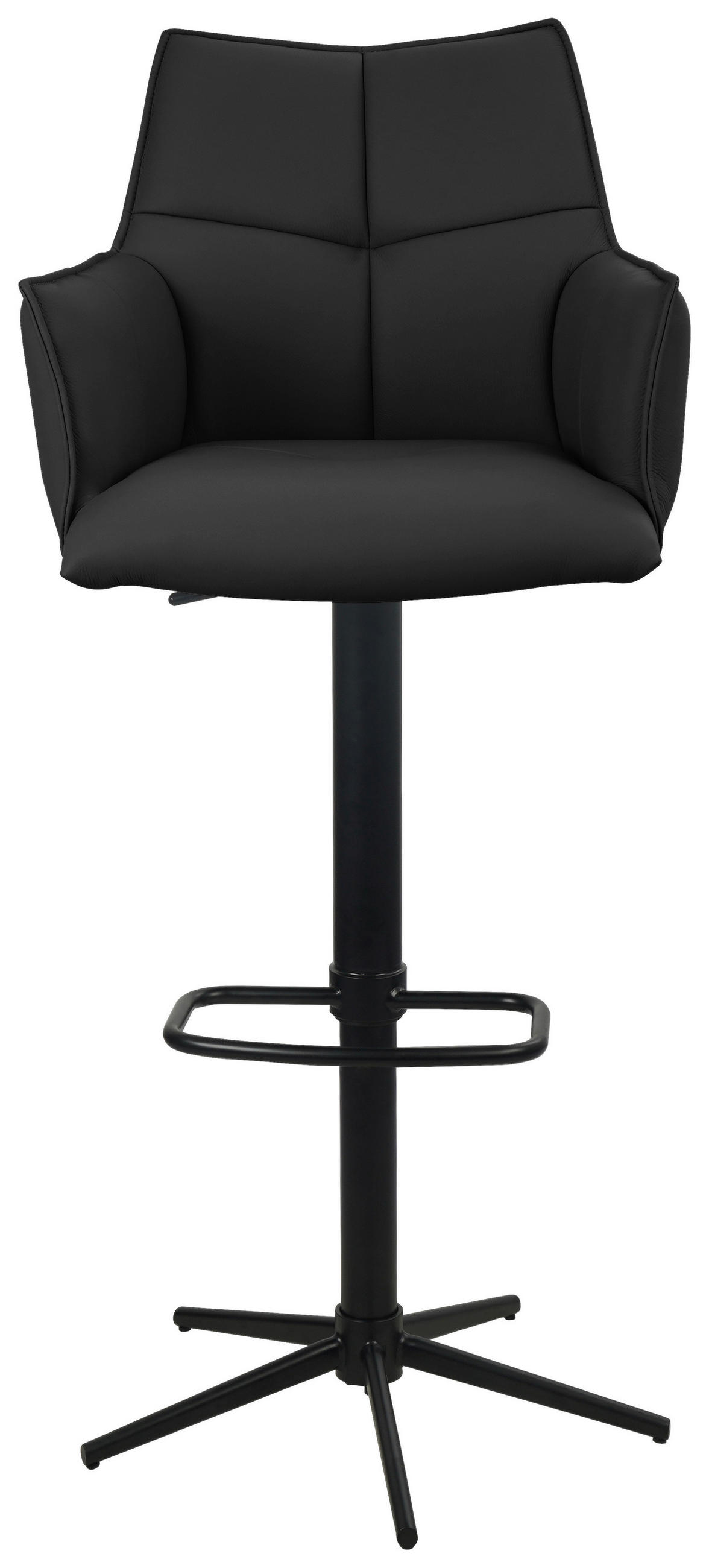 BARHOCKER in Metall, Leder Schwarz  - Schwarz, Design, Leder/Metall (54/96-121/56cm) - Novel