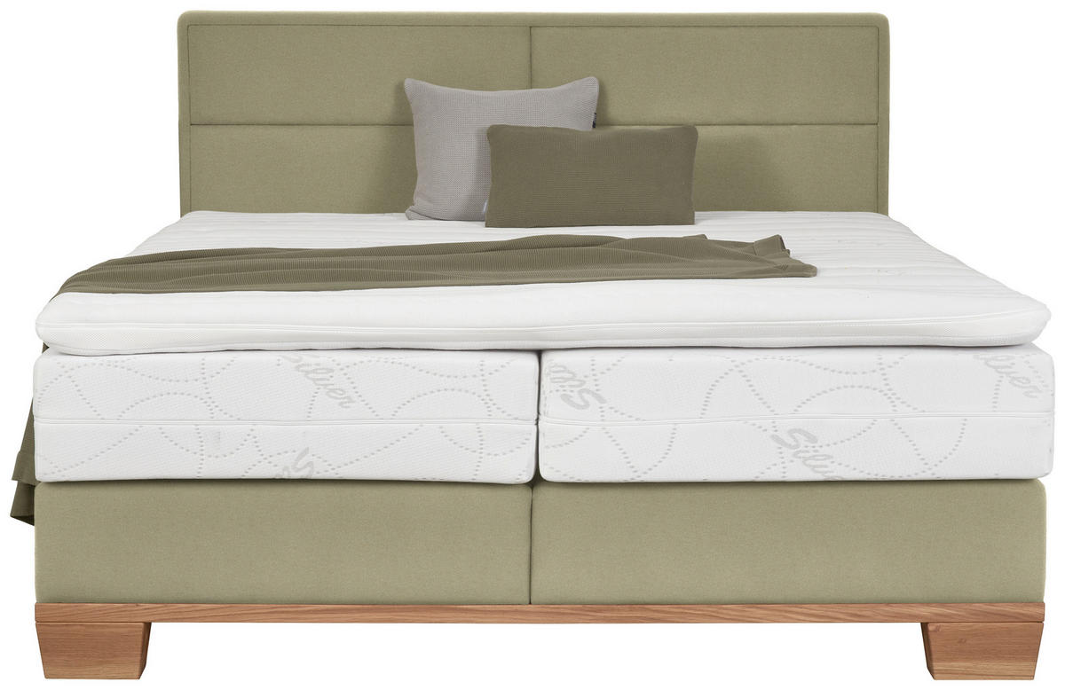 BOXSPRINGBETT 200/200 cm  in Grün, Eichefarben  - Eichefarben/Grün, Natur, Holz/Textil (200/200cm) - Valnatura