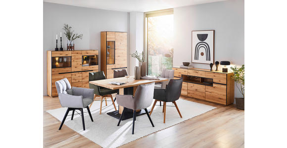 ESSTISCH in Holz, Metall 160/90/76 cm  - Eichefarben/Schwarz, Natur, Holz/Metall (160/90/76cm) - Linea Natura