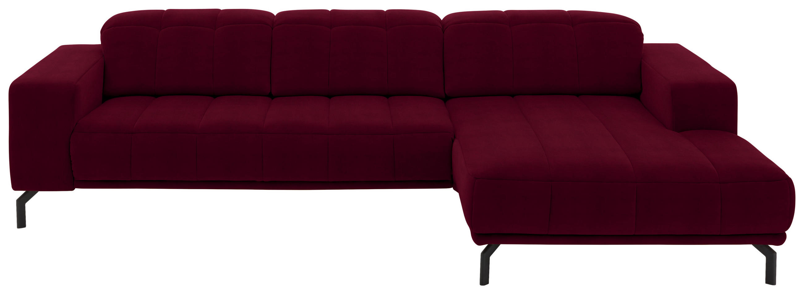 ECKSOFA Beere Velours  - Beere/Schwarz, Design, Textil/Metall (293/195cm) - Beldomo Style
