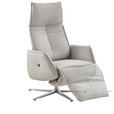 RELAXSESSEL in Leder Hellgrau  - Edelstahlfarben/Hellgrau, Design, Leder (71/114/84cm) - Johann Jakob