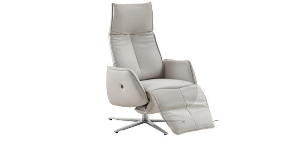 RELAXSESSEL in Leder Hellgrau  - Edelstahlfarben/Hellgrau, Design, Leder (71/114/84cm) - Johann Jakob