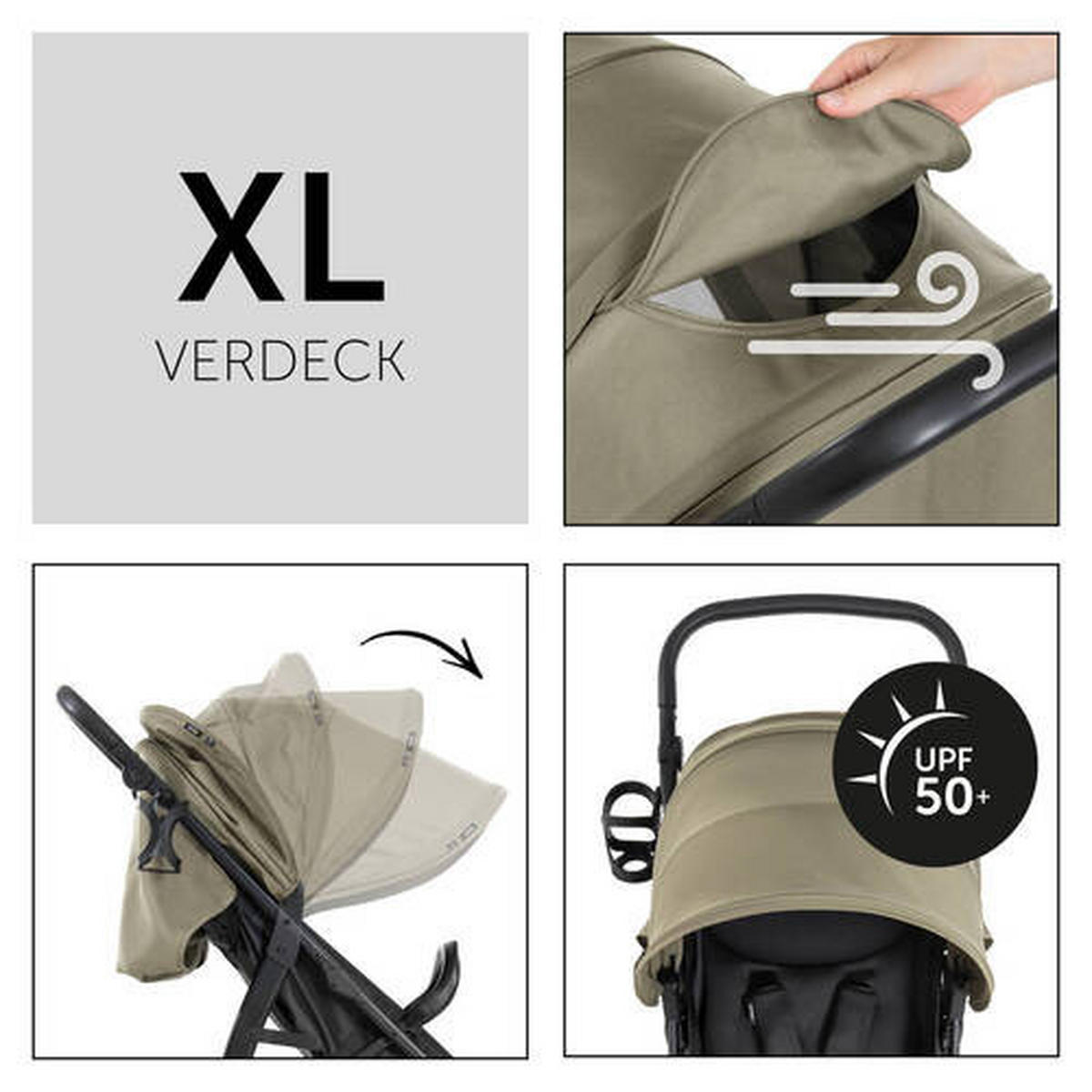 BUGGY RAPID 4D AIR  - Schwarz/Olivgrün, Basics, Textil/Metall (45,5/29/72cm) - Hauck