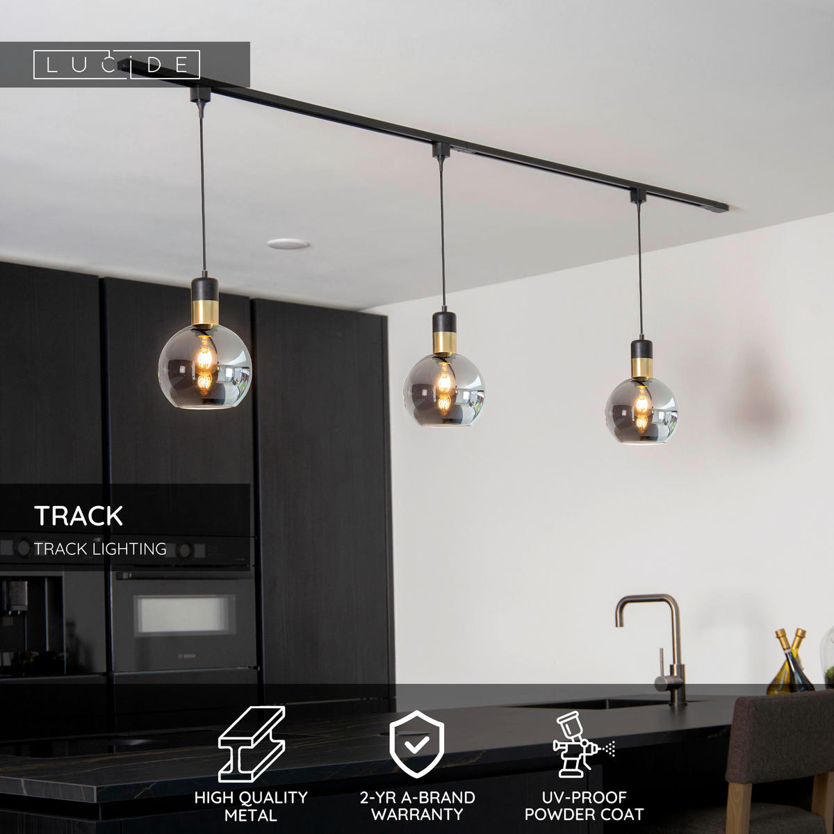 SCHIENENSYSTEM Track 3.6/3.9/9.7 cm  - Schwarz, Design, Metall (3.6/3.9/9.7cm) - Lucide