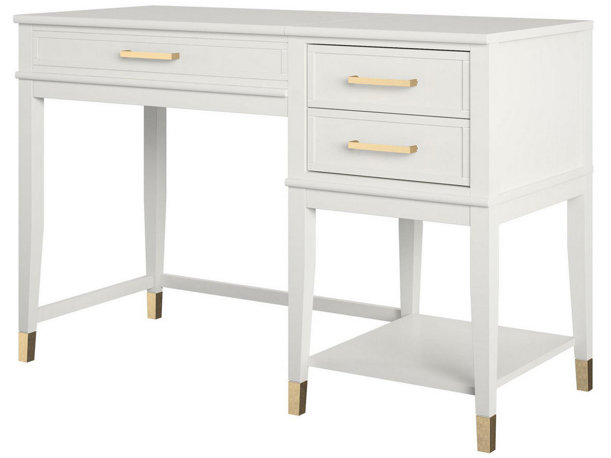 SCHREIBTISCH 115/77/49 cm  in Weiß  - Goldfarben/Weiß, Design, Holzwerkstoff/Metall (115/77/49cm) - MID.YOU