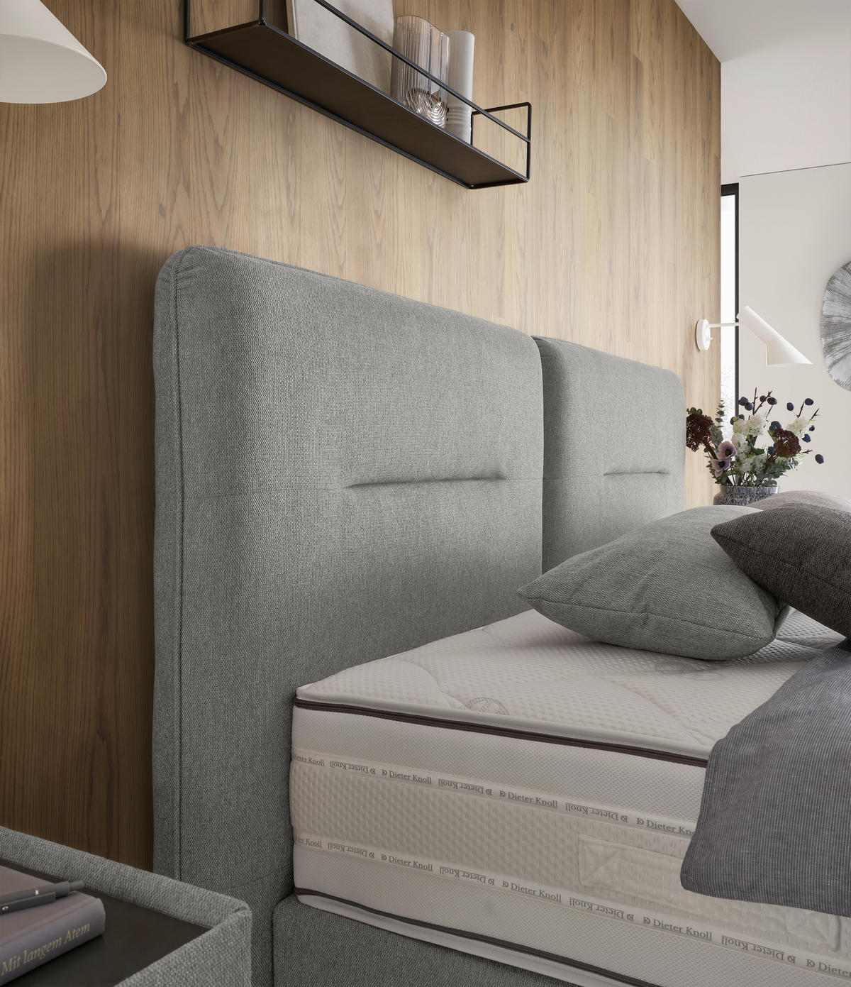 BOXSPRINGBETT 180/200 cm  Hellgrau  - Hellgrau/Schwarz, Design, Holz/Holzwerkstoff (180/200cm) - Dieter Knoll