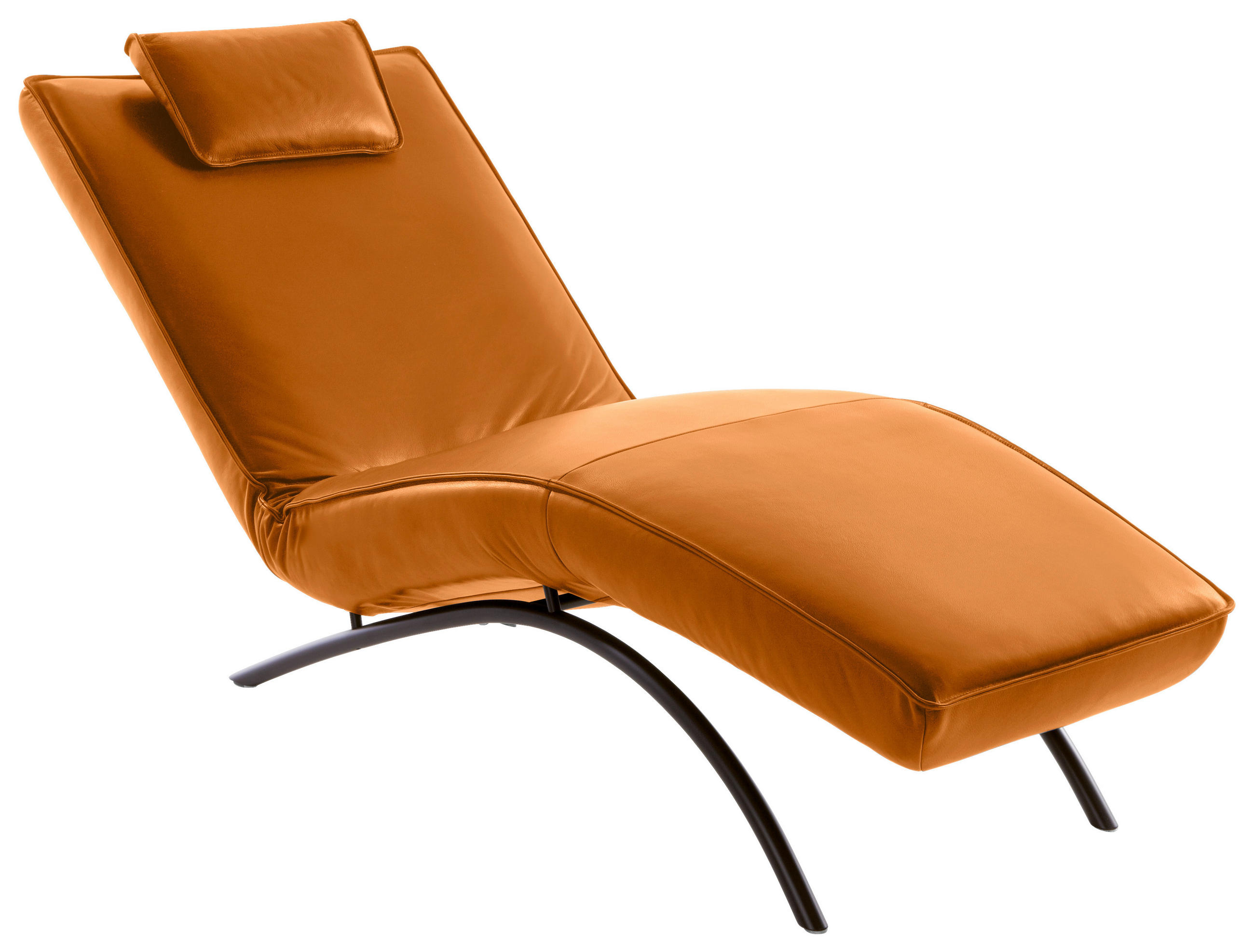 RELAXLIEGE  in Echtleder Gelb  - Gelb/Schwarz, Design, Leder/Metall (70/95/208cm) - Koinor