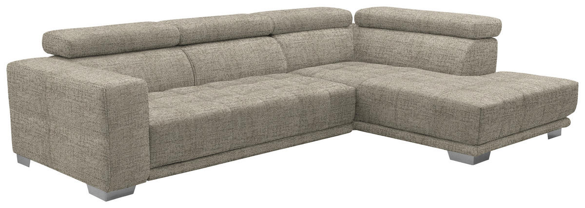 ECKSOFA in Chenille Beige  - Chromfarben/Beige, Design, Textil (301/207cm) - Xora