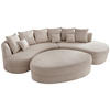 Wohnlandschaft inkl. Hocker Beige Cord  - Beige/Schwarz, Design, Kunststoff/Textil (300/160cm) - Livetastic