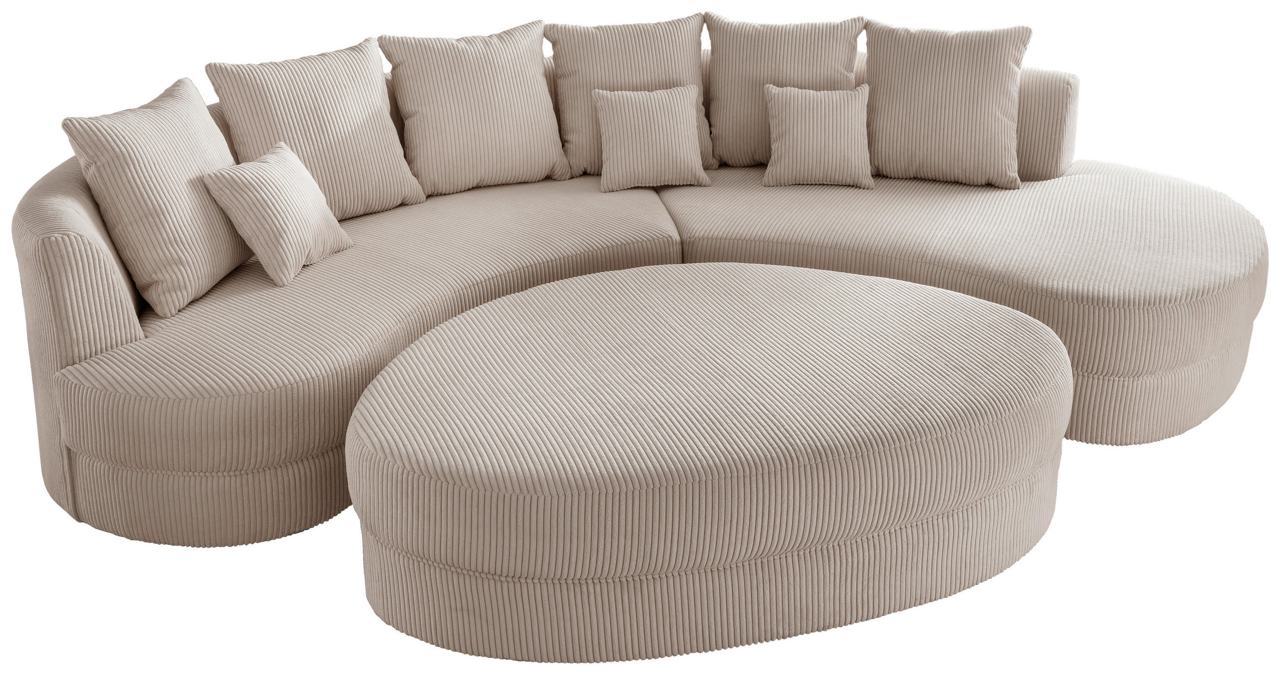 Thumbnail - Livetastic Wohnlandschaft, Beige, Textil, 4-Sitzer, Füllung: Schaumstoff, Ottomane rechts, organische Form, 300x160 cm, ...