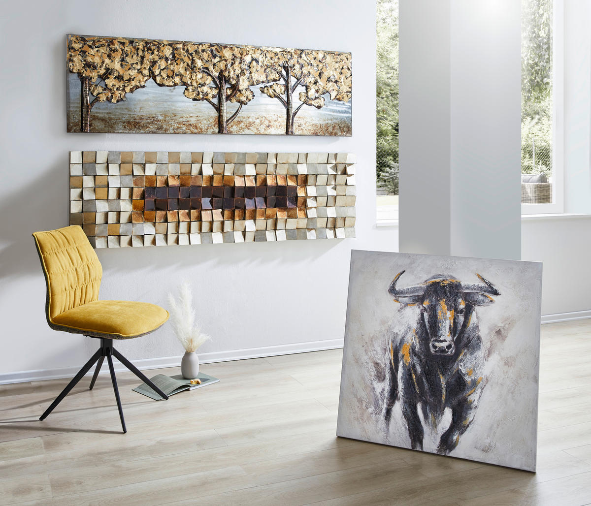 OBJEKTBILD Abstraktes 180/55 cm  - Silberfarben/Goldfarben, Design, Holz/Kunststoff (180/55cm) - Monee