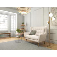2-SITZER-SOFA in Webstoff Silberfarben  - Eichefarben/Silberfarben, Konventionell, Holz/Textil (144/107/94cm) - Trendmanufaktur