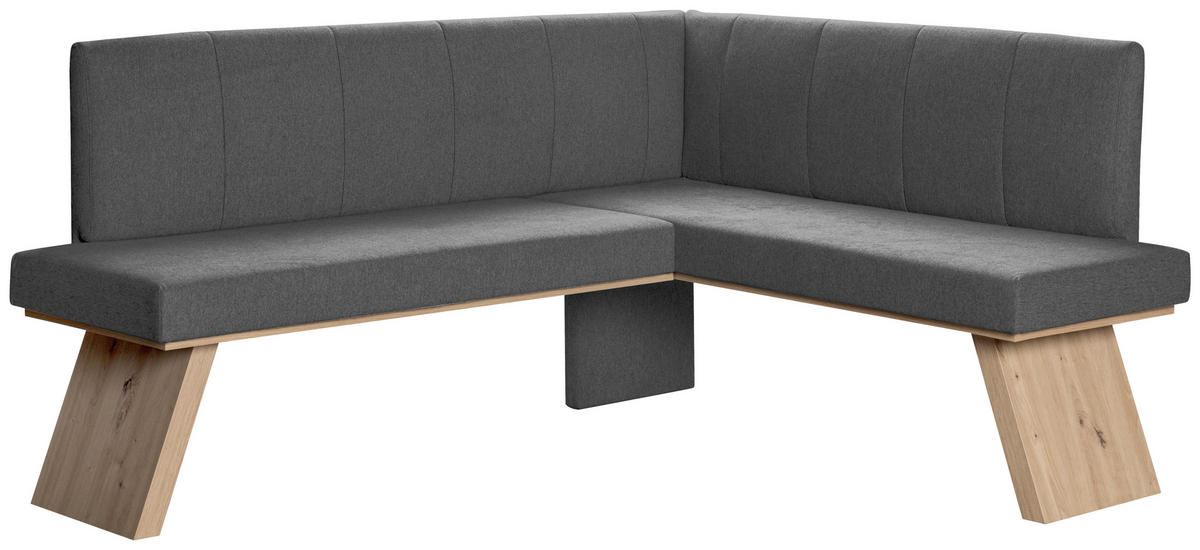 ECKBANK 160/140 cm Webstoff Grau   - Eichefarben/Grau, KONVENTIONELL, Textil (160/140cm)