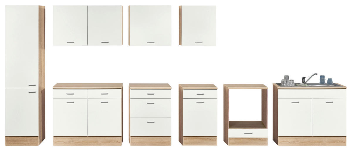 KÜCHENUNTERSCHRANK 50/90/60 cm  in Weiß, Sonoma Eiche  - Silberfarben/Weiß, Basics, Holzwerkstoff/Kunststoff (50/90/60cm) - MID.YOU