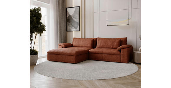 ECKSOFA  in Webstoff Rostfarben  198/306 cm  - Rostfarben/Schwarz, MODERN, Kunststoff/Textil (198/306cm) - Carryhome