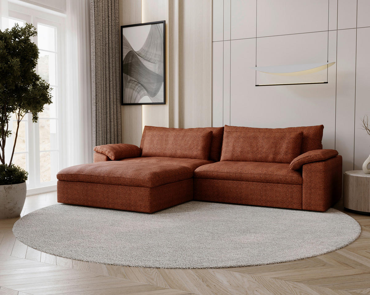 ECKSOFA  in Webstoff Rostfarben  198/306 cm  - Rostfarben/Schwarz, MODERN, Kunststoff/Textil (198/306cm) - Carryhome