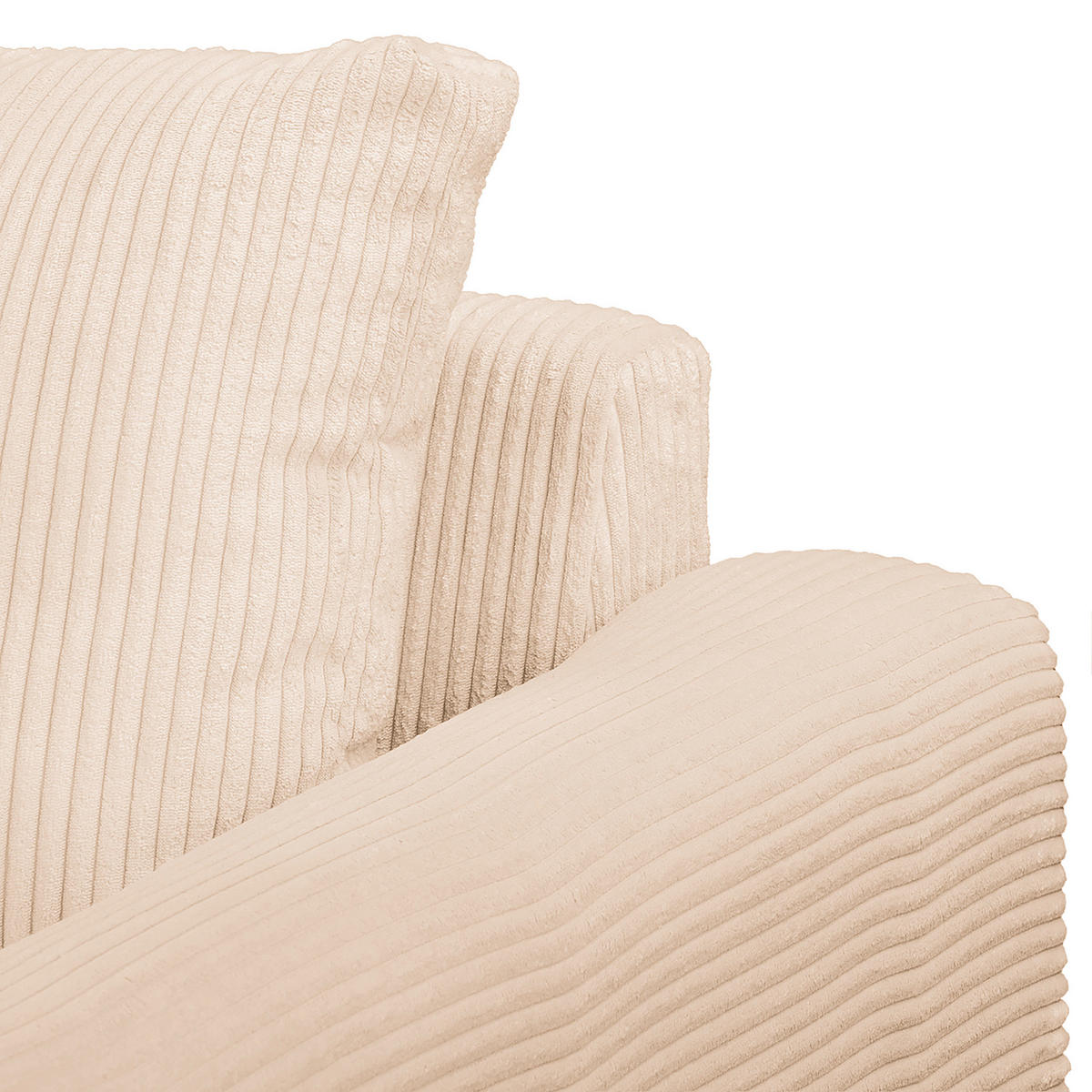 ECKSOFA inkl. Hocker Ariella Creme Cord  - Creme/Naturfarben, Design, Holz/Textil (161/231cm) - Livetastic