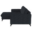 ECKSOFA in Flachgewebe, Leinenoptik Dunkelblau  - Schwarz/Dunkelblau, Design, Textil/Metall (170/242cm) - Xora