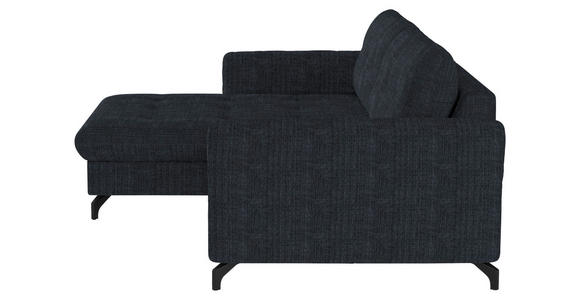 ECKSOFA in Flachgewebe, Leinenoptik Dunkelblau  - Schwarz/Dunkelblau, Design, Textil/Metall (170/242cm) - Xora