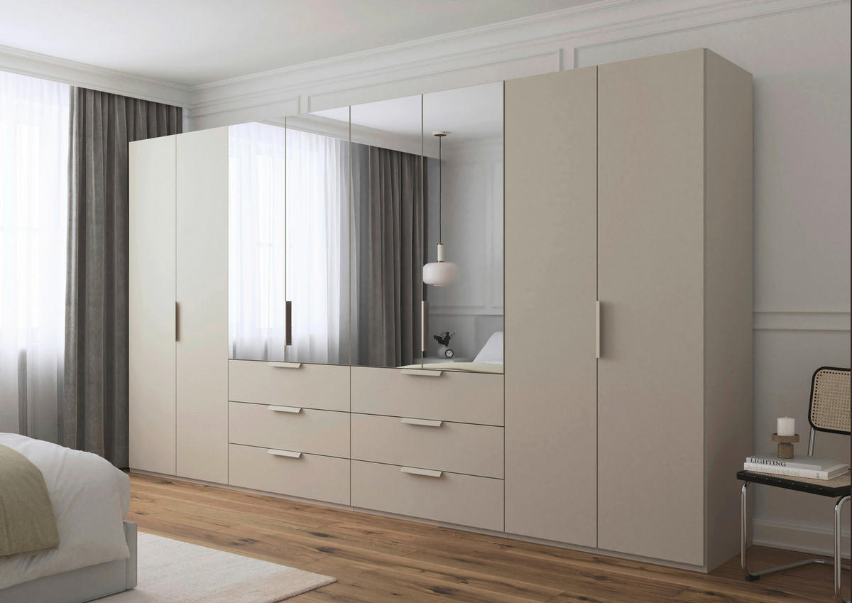 DREHTÜRENSCHRANK 400/235/60 cm,  in Champagner, 8-türig  - Champagner, Basics, Glas/Holzwerkstoff (400/235/60cm) - Novel
