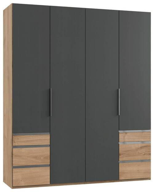 DREHTÜRENSCHRANK 200/236/58 cm 4-türig Graphitfarben, Eichefarben  - Chromfarben/Eichefarben, MODERN, Holzwerkstoff (200/236/58cm) - MID.YOU