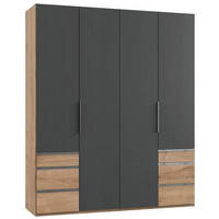 DREHTÜRENSCHRANK in Graphitfarben, Eichefarben  - Chromfarben/Eichefarben, Modern, Holzwerkstoff (200/236/58cm) - MID.YOU
