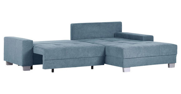 ECKSOFA Blau Flachgewebe  - Blau/Silberfarben, KONVENTIONELL, Holz/Textil (273/192cm) - Carryhome