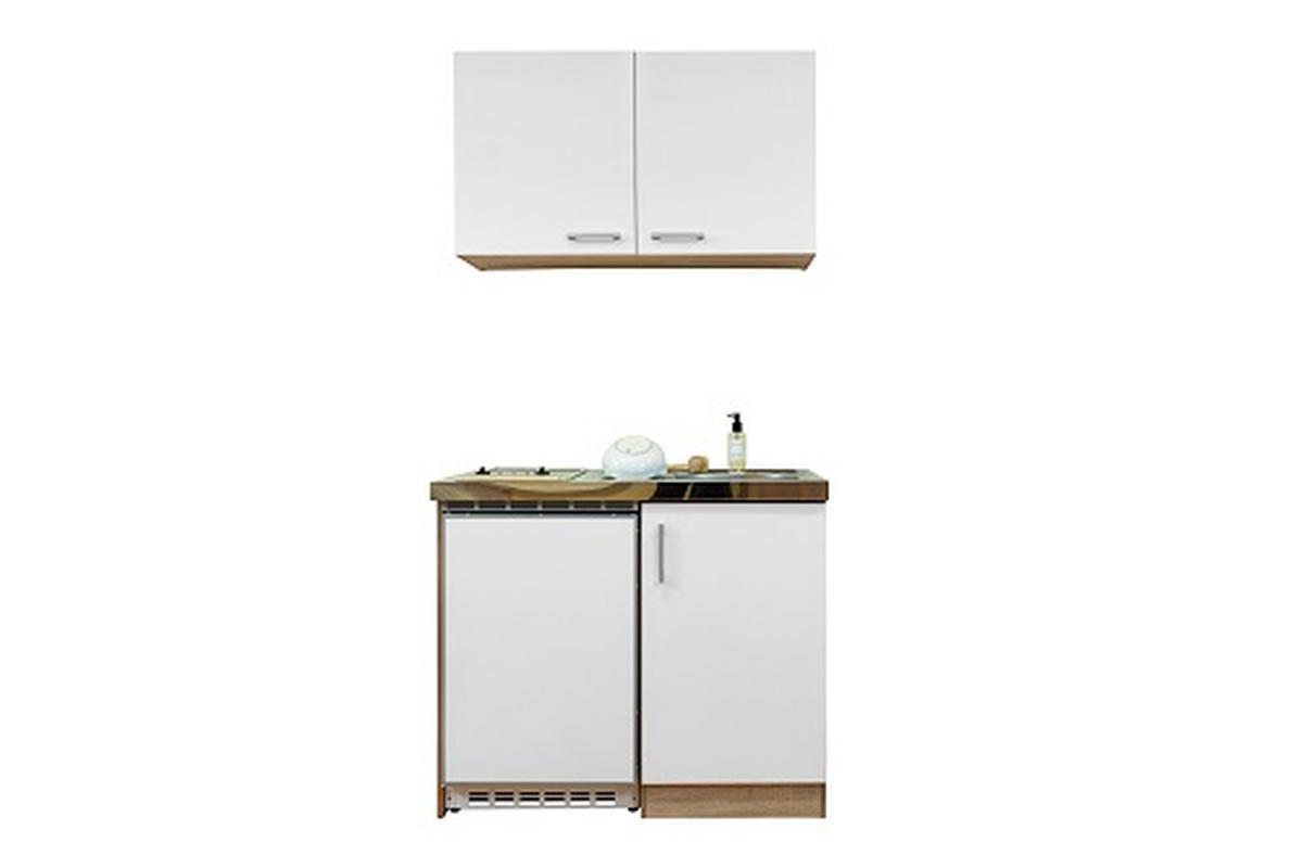 MINIKÜCHE 100 cm   in Weiss, Sonoma Eiche  - Weiss/Edelstahlfarben, Modern, Holzwerkstoff/Kunststoff (100cm) - Respekta