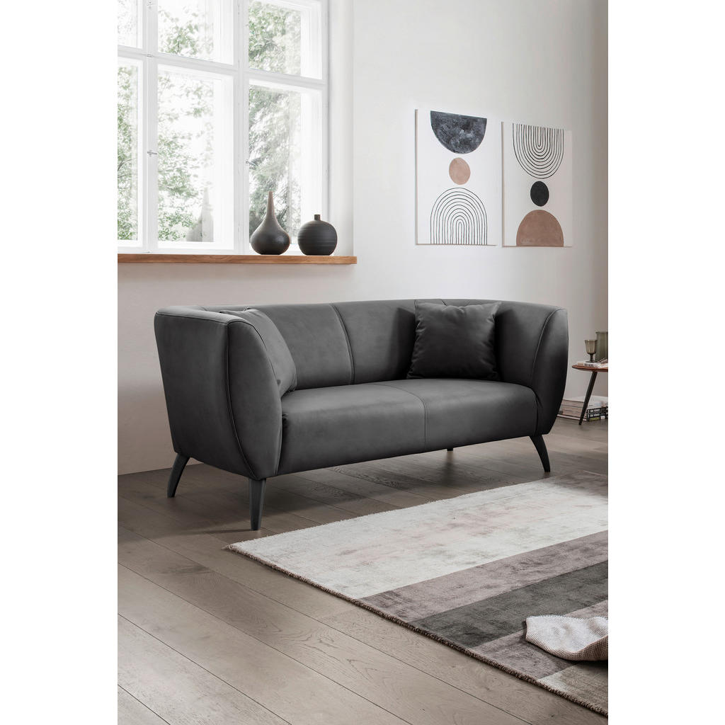 Thumbnail - Livetastic 2-Sitzer-Sofa, Schwarz, Textil, Buche, Uni, Füllung: Schaumstoff, 172x83x88 cm, Made in EU, Rücken echt, Armt...