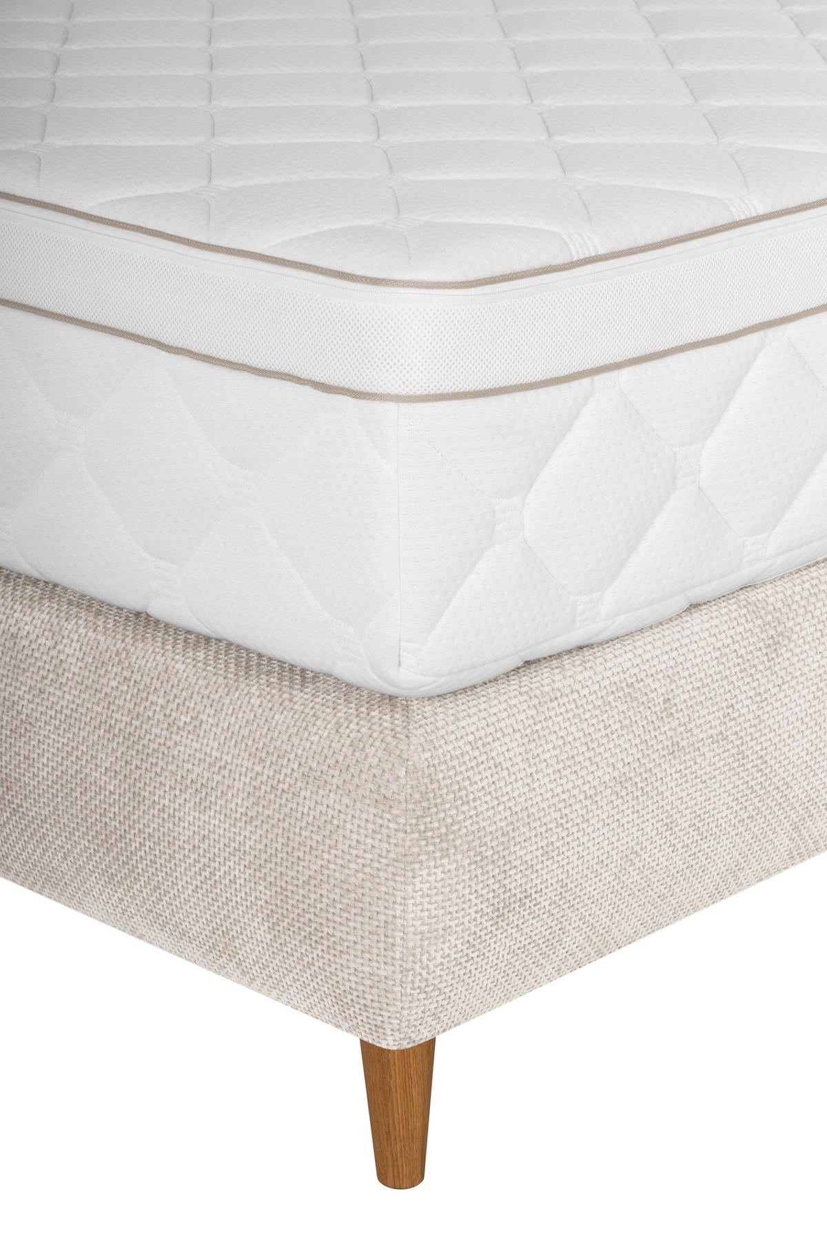 BOXSPRINGBETT 160/200 cm  in Beige  - Eichefarben/Beige, MODERN, Holz/Textil (160/200cm) - Welnova