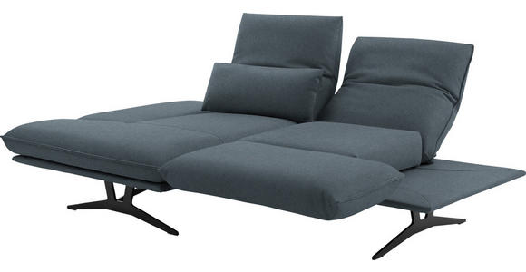 ECKSOFA in Echtleder Blau 130/210 cm - Blau/Gelb, Design, Leder/Metall (130/210cm) - Dieter Knoll