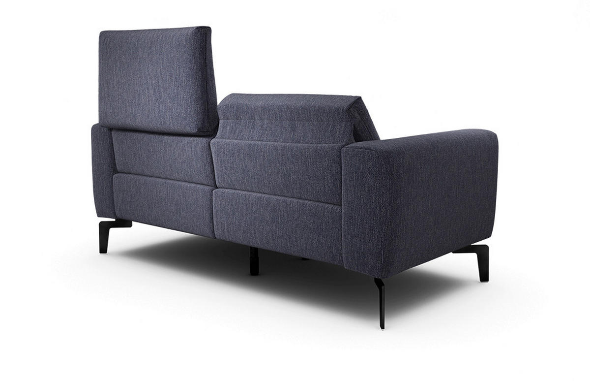 Zweisitzer inkl. Hocker Chenille Blau  - Blau/Schwarz, Design, Textil/Metall (180/86/86-94cm) - SENSOO