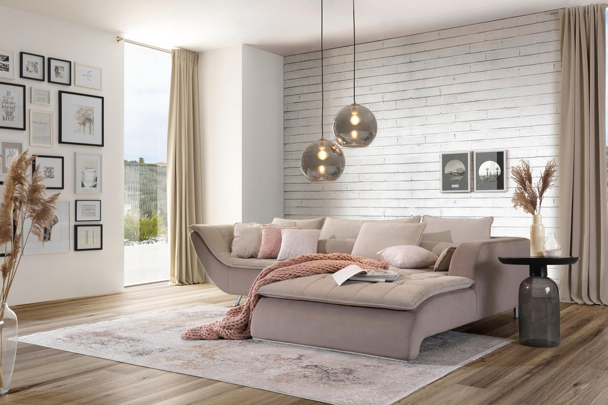 HÖRNSOFFA i vävt tyg taupe, beige  - beige/sandfärgad, Design, metall/textil (300/220cm) - Livetastic