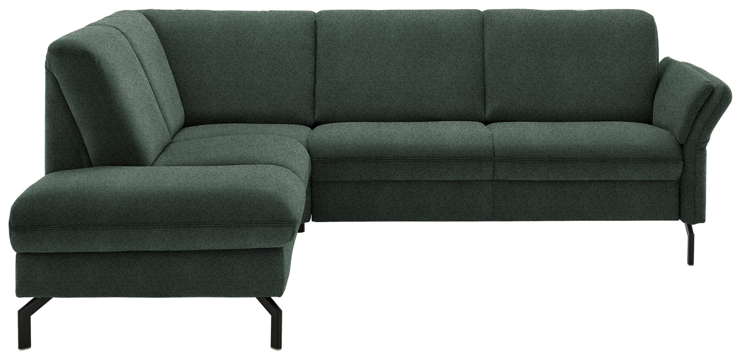 ECKSOFA  in Flachgewebe Dunkelgrün  190/241 cm  - Dunkelgrün/Schwarz, KONVENTIONELL, Textil/Metall (190/241cm) - Beldomo Comfort