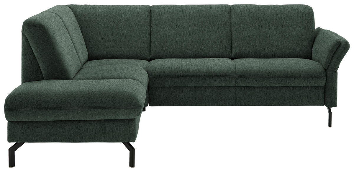 ECKSOFA  in Flachgewebe Dunkelgrün  190/241 cm  - Dunkelgrün/Schwarz, KONVENTIONELL, Textil/Metall (190/241cm) - Beldomo Comfort