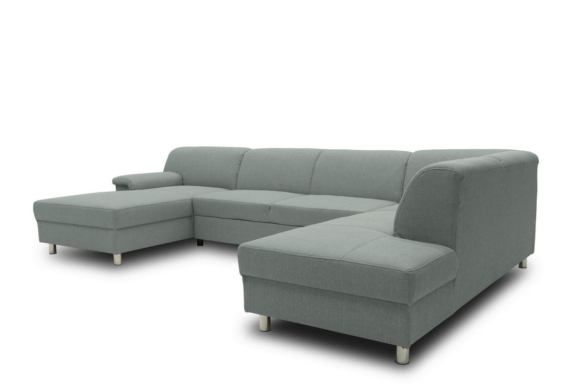 WOHNLANDSCHAFT Silberfarben Webstoff  - Chromfarben/Silberfarben, KONVENTIONELL, Textil/Metall (150/308/195cm) - MID.YOU