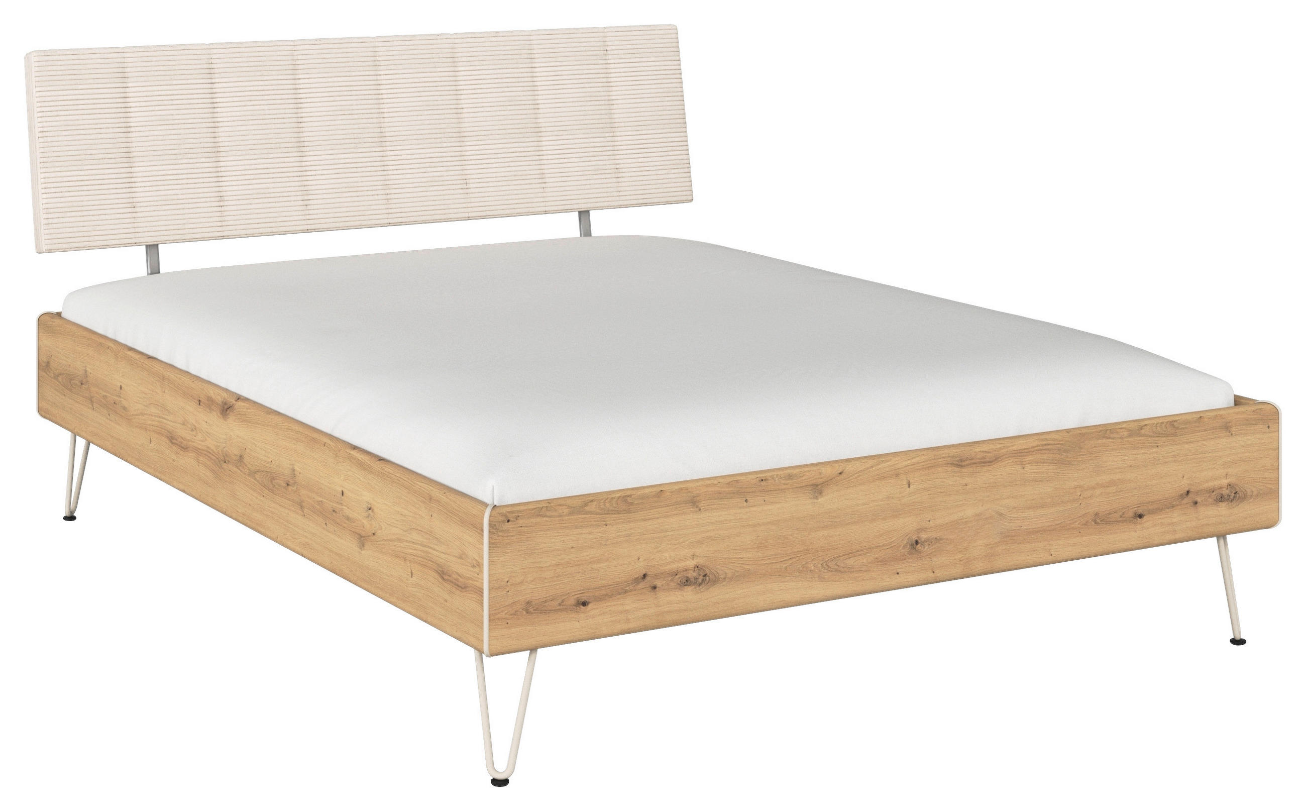 BETT 160/200 cm,  in Eiche Artisan,  - Champagner/Eiche Artisan, Design, Textil/Metall (160/200cm) - Carryhome