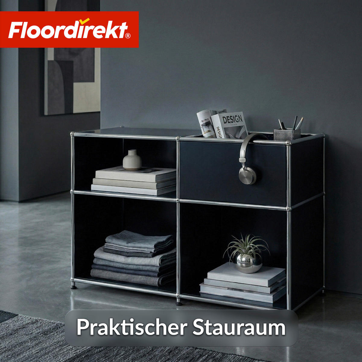 SIDEBOARD Concept Epure MK-030 88/65/40 cm  - Schwarz, Basics, Metall (88/65/40cm) - Floordirekt