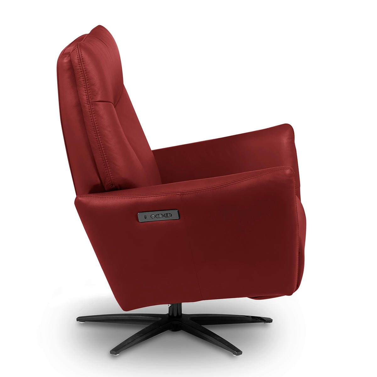 RELAXSESSEL Leder Weinrot  - Weinrot/Schwarz, Design, Leder/Metall (76/107/88cm) - Livetastic