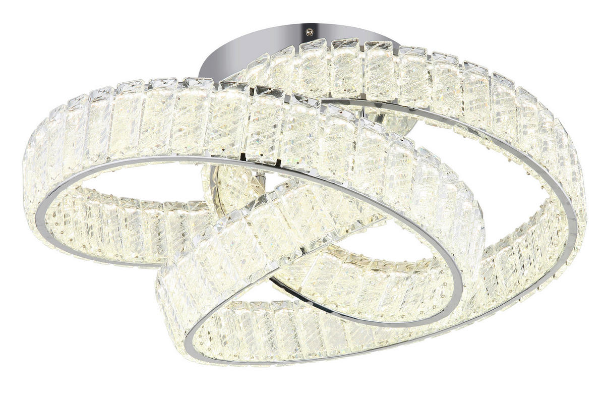 LED-DECKENLEUCHTE MUCKY 60/26 cm   - Klar/Chromfarben, KONVENTIONELL, Glas/Metall (60/26cm) - Globo