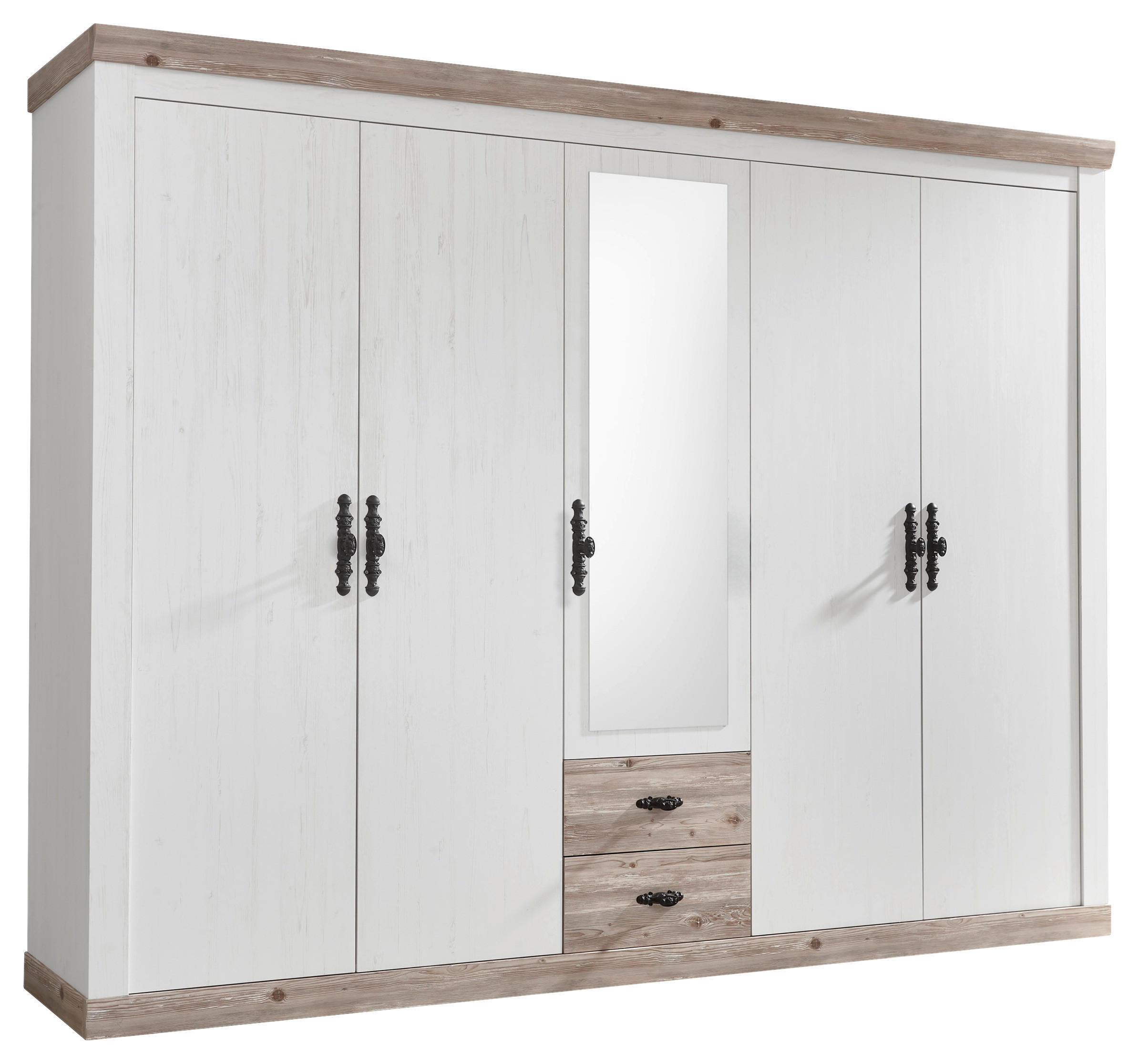 Mid.you Kleiderschrank Pinien, Hellbraun 265x201x60 cm