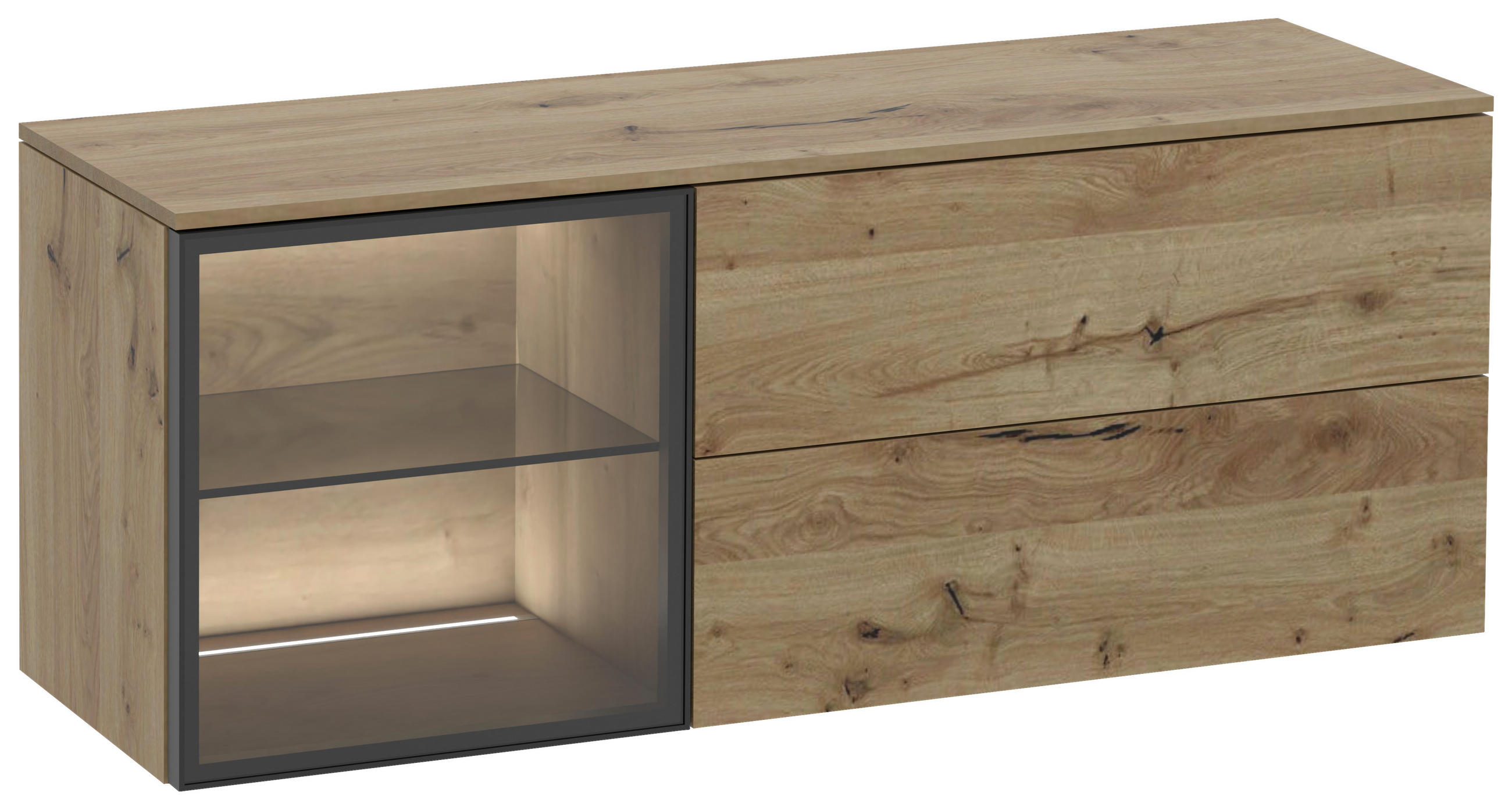 HÄNGEELEMENT Alteiche  128/49,5/38,2 cm  - Alteiche, Design, Glas/Holz (128/49,5/38,2cm) - Voglauer