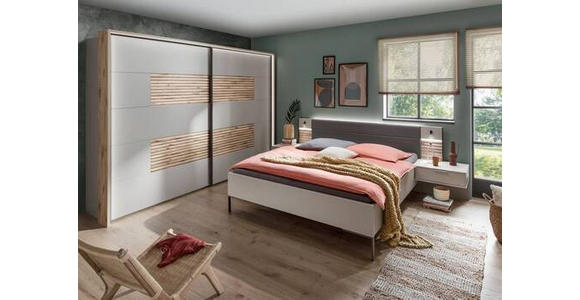 SCHWEBETÜRENSCHRANK in Eichefarben, Hellgrau - Schieferfarben/Eichefarben, KONVENTIONELL, Holzwerkstoff (250/217/67cm) - Novel