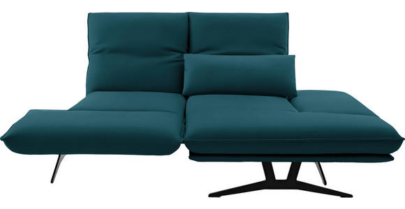 ECKSOFA in Echtleder Petrol 210/130 cm - Petrol/Schwarz, Design, Leder/Metall (210/130cm) - Dieter Knoll