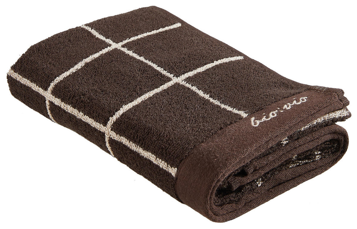 KÉZTÖRLŐ 50/100 cm taupe, sötétbarna  - sötétbarna/taupe, Natur, textil (50/100cm) - Bio:Vio