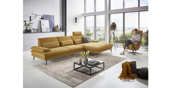 WOHNLANDSCHAFT in Chenille Currygelb - Currygelb/Schwarz, Design, Textil/Metall (310/180cm) - Dieter Knoll
