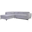 ECKSOFA Grau Velours  - Schwarz/Grau, KONVENTIONELL, Textil/Metall (217/255cm) - Carryhome