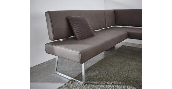 ECKBANK 196/160 cm  in Braun, Edelstahlfarben  - Edelstahlfarben/Braun, Design, Textil/Metall (196/160cm) - Dieter Knoll