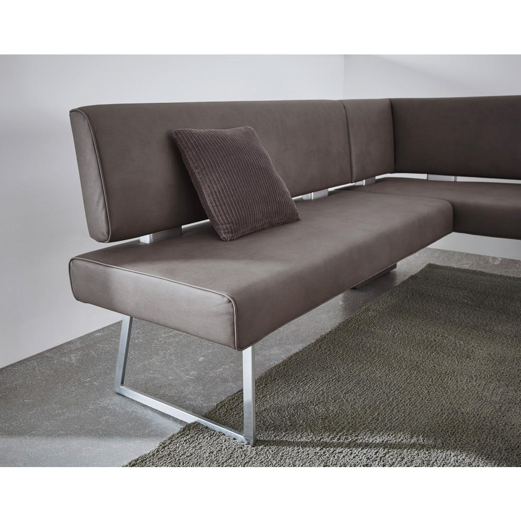 Thumbnail - Dieter Knoll Eckbank, Braun, Edelstahl, Metall, Textil, 3-Sitzer, L-Form, 173x160 cm, Goldenes M, Emas, Dgm, Fußauswahl,...
