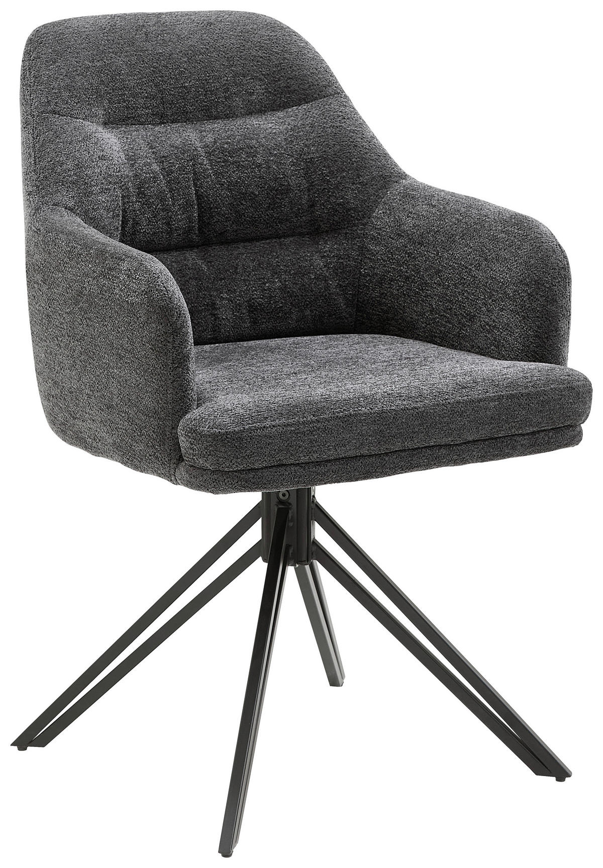 ARMLEHNSTUHL   Mikrofaser  - Anthrazit/Schwarz, MODERN, Textil/Metall (56,5/85,5/60cm) - MID.YOU